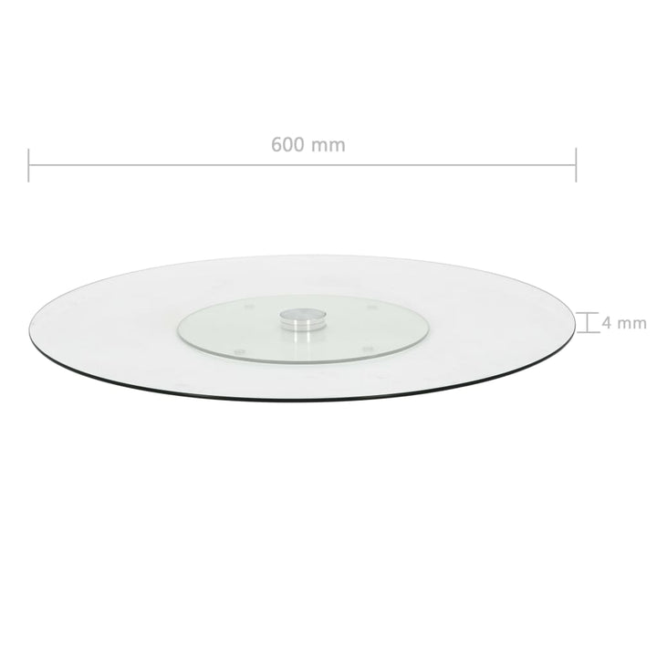 Platou Servire Rotativ Transparent, 60 Cm, Sticlă Securizată