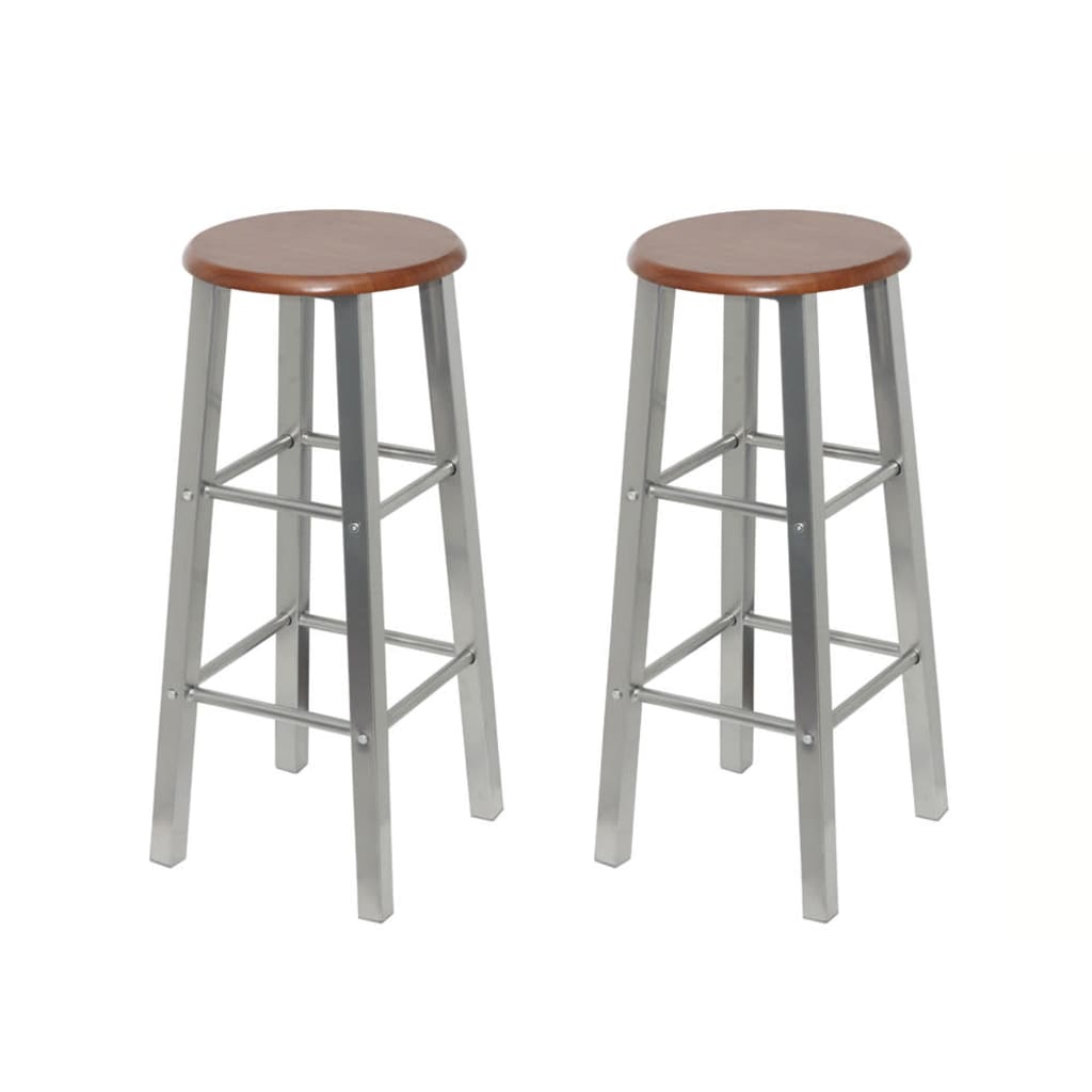 Scaune De Bar, 2 Buc., Argintiu, Mdf