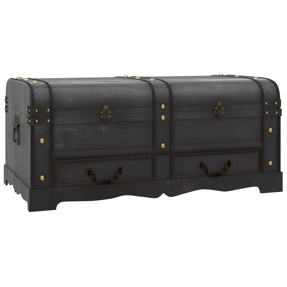Cufăr Vintage Mare, Negru, Lemn
