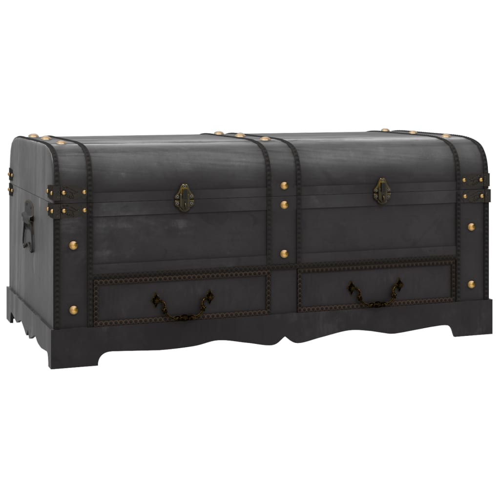 Cufăr Vintage Mare, Negru, Lemn