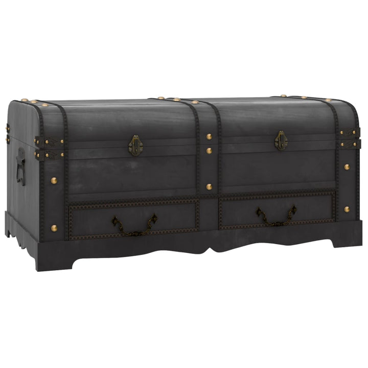 Cufăr Vintage Mare, Negru, Lemn