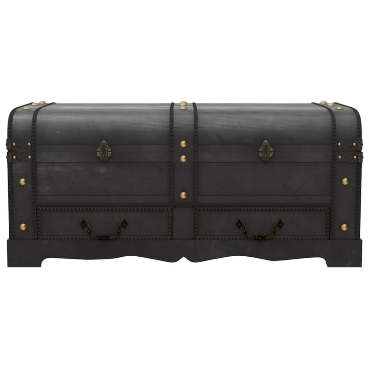 Cufăr Vintage Mare, Negru, Lemn