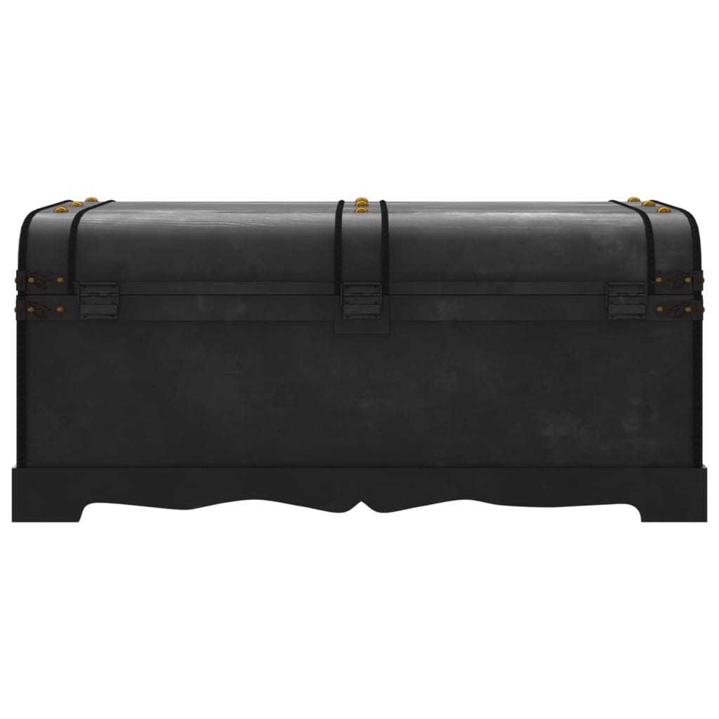 Cufăr Vintage Mare, Negru, Lemn
