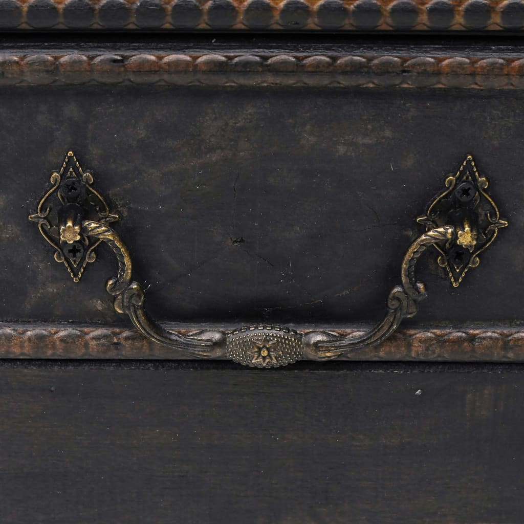Cufăr Vintage Mare, Negru, Lemn