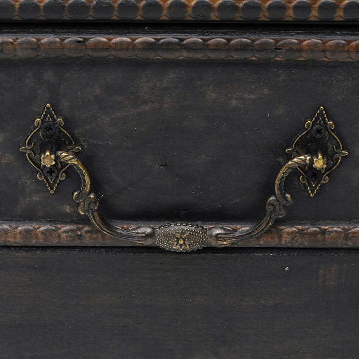 Cufăr Vintage Mare, Negru, Lemn