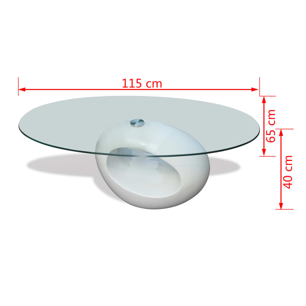 Măsuță De Cafea Cu Blat Oval Din Sticlă, Lucios