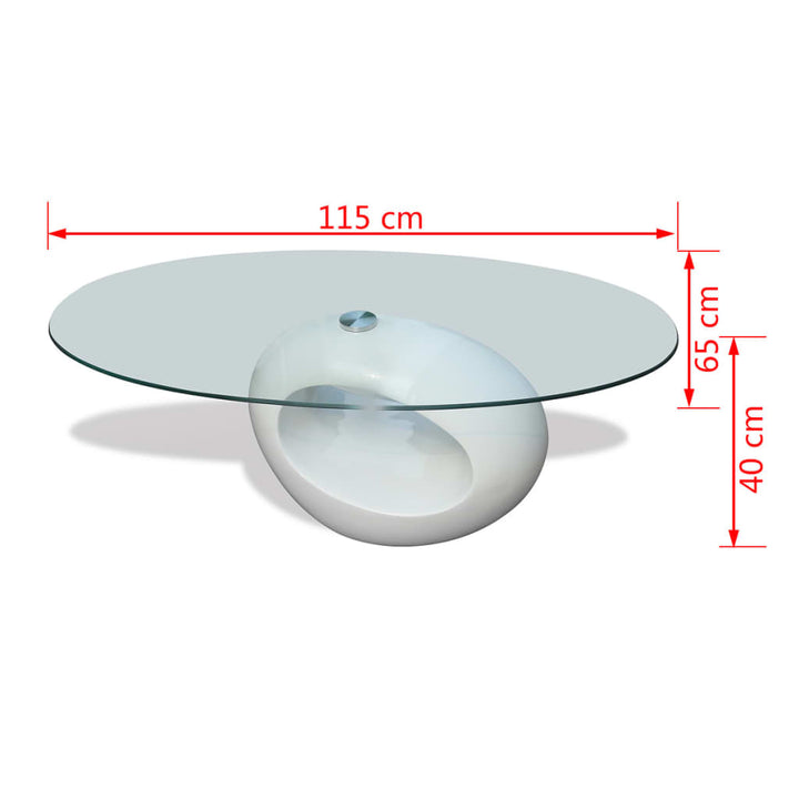 Măsuță De Cafea Cu Blat Oval Din Sticlă, Lucios