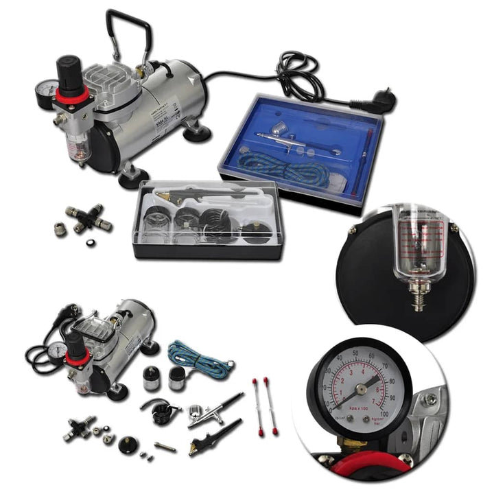 Set Compresor Aerograf Cu 2 Pistoale