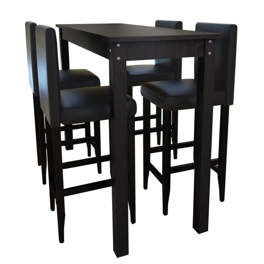 Masă De Bar Cu 4 Scaune De Bar, Negru