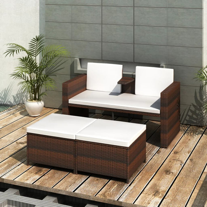 Set Mobilier De Grădină Cu Perne, 4 Piese, Negru, Poliratan