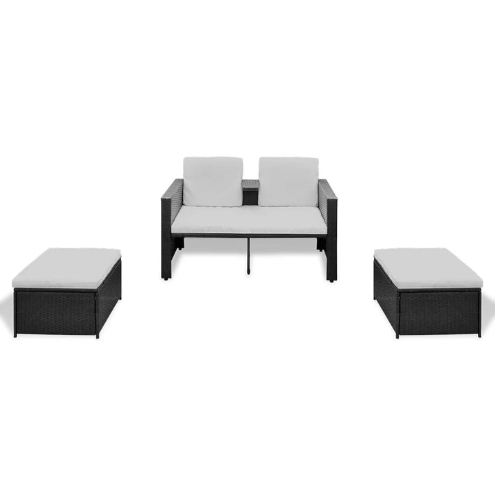 Set Mobilier De Grădină Cu Perne, 4 Piese, Negru, Poliratan