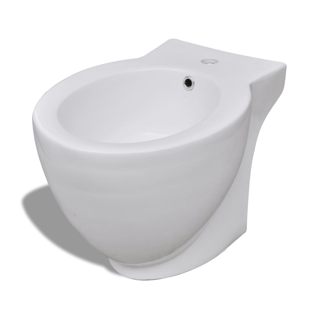 Bideu Rotund Pe Pardoseală, Ceramică Calitate Superioară, Alb