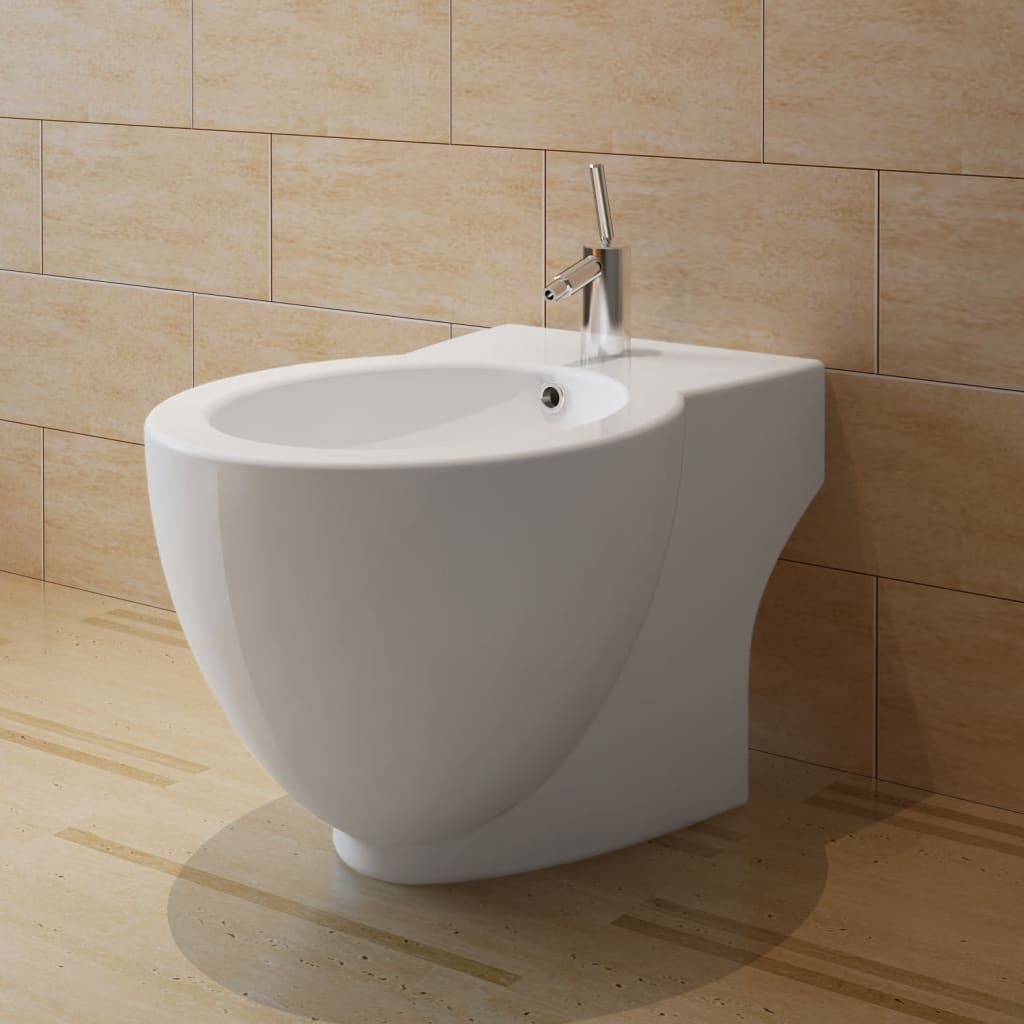 Bideu Rotund Pe Pardoseală, Ceramică Calitate Superioară, Alb