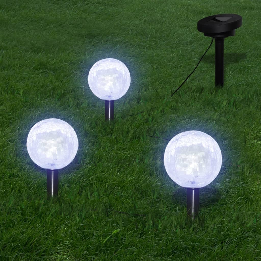 Lămpi Solare Grădină Cu Led, 3 Buc., Țăruși & Panouri Solare