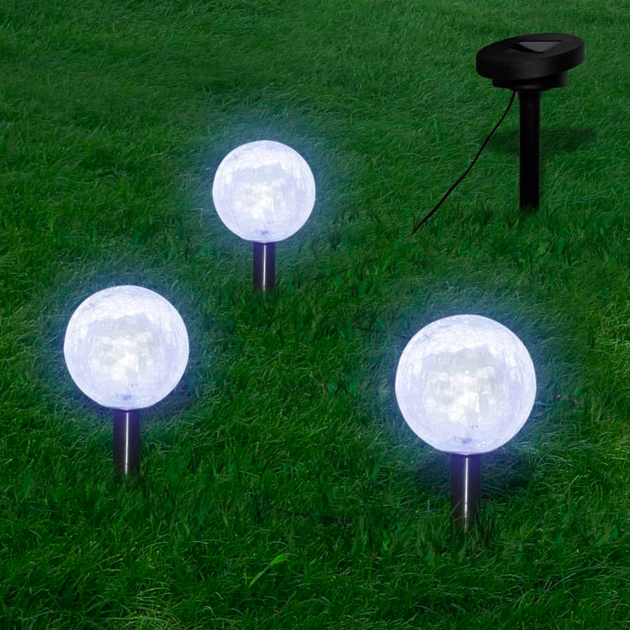Lămpi Solare Grădină Cu Led, 3 Buc., Țăruși & Panouri Solare