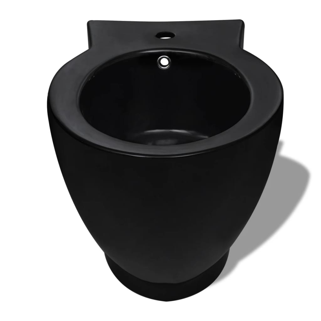 Bideu Rotund Pe Pardoseală, Negru, Ceramică Calitate Superioară