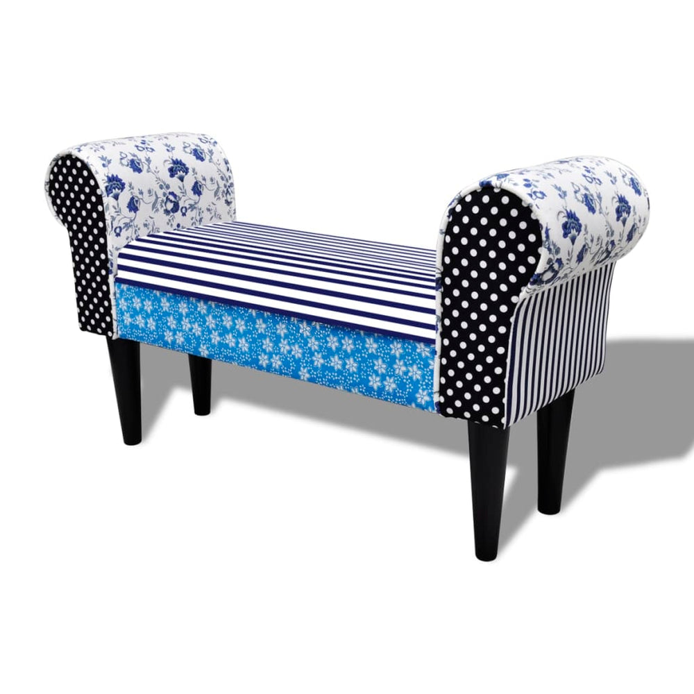 Bancă, Design Mozaic, Albastru & Alb
