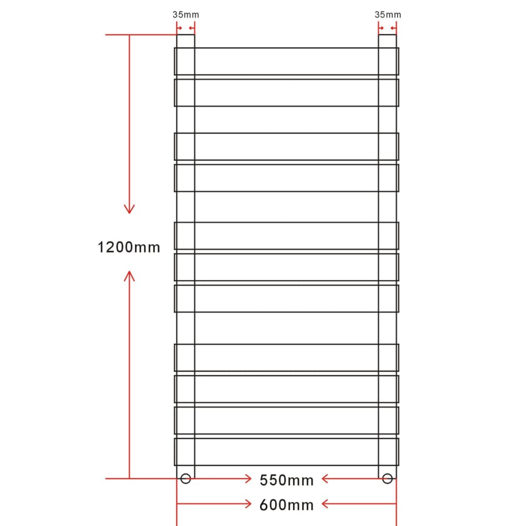 Radiator Port-Prosop Încălzire Centrală Baie, Drept, 600X1200Mm