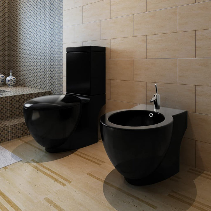 Set De Toaletă & Bideu, Negru, Ceramică
