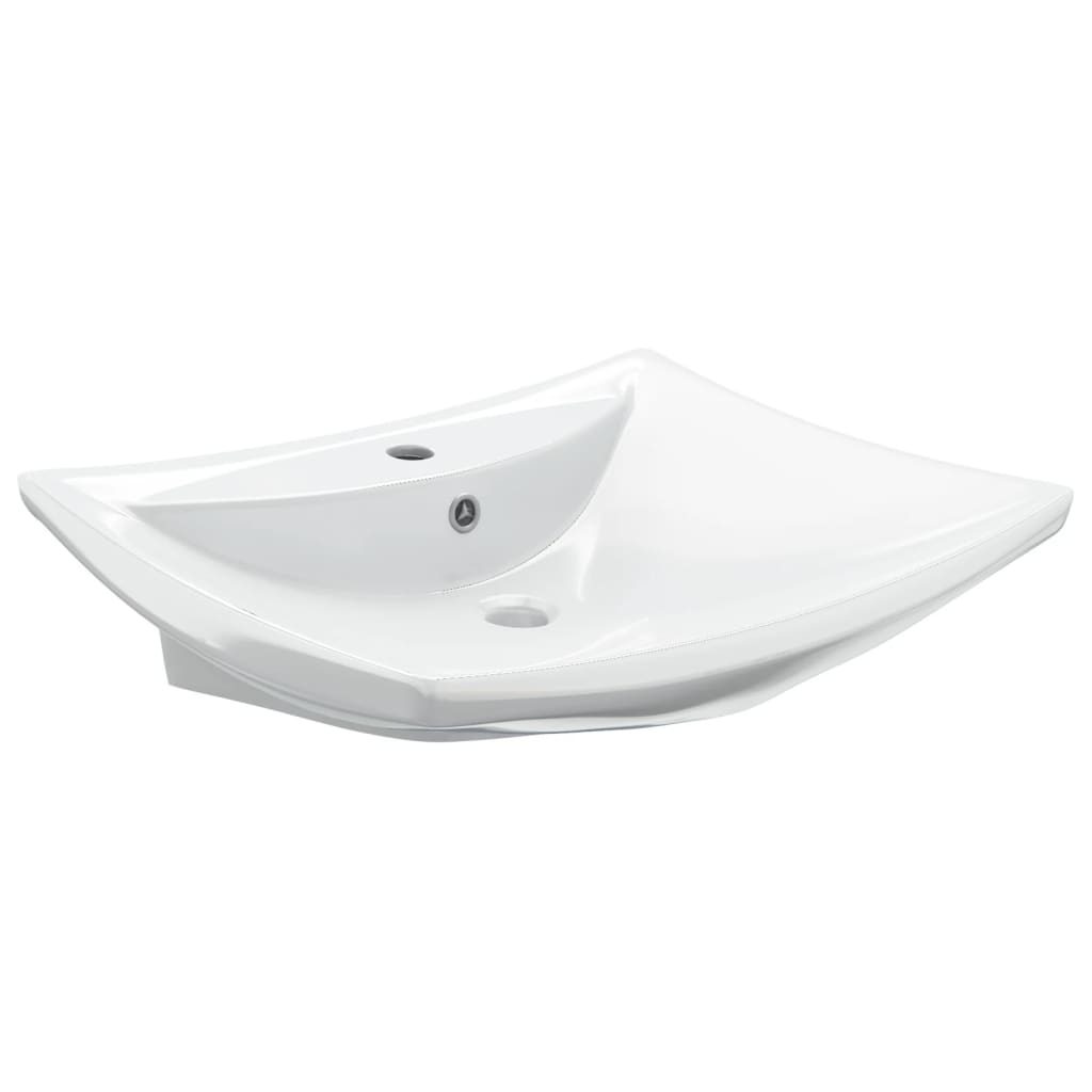 Chiuvetă Dreptunghiulară Cu Preaplin & Gaură Robinet, Ceramică