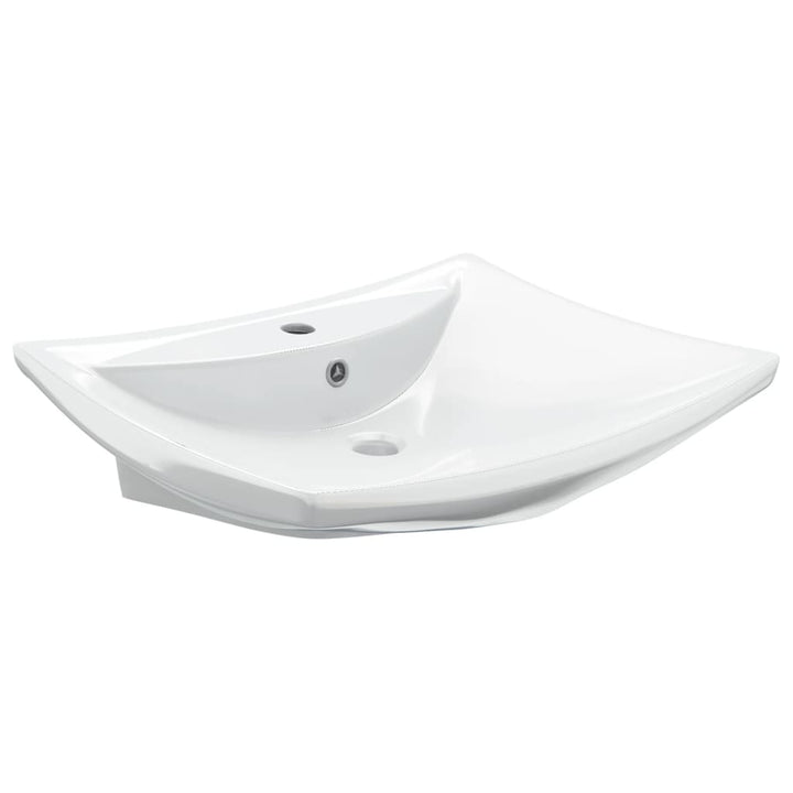 Chiuvetă Dreptunghiulară Cu Preaplin & Gaură Robinet, Ceramică
