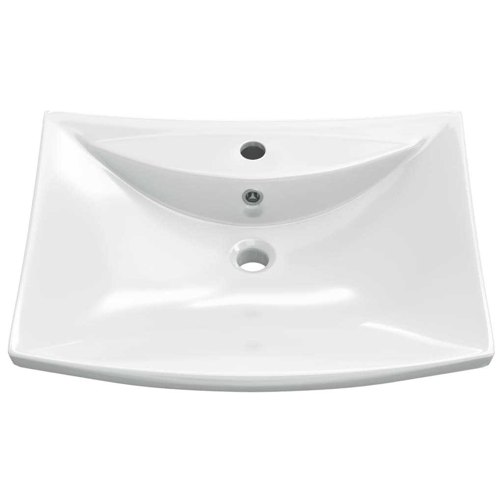 Chiuvetă Dreptunghiulară Cu Preaplin & Gaură Robinet, Ceramică