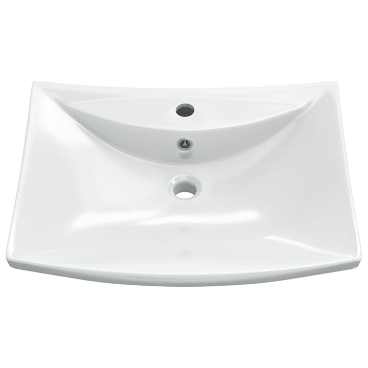Chiuvetă Dreptunghiulară Cu Preaplin & Gaură Robinet, Ceramică