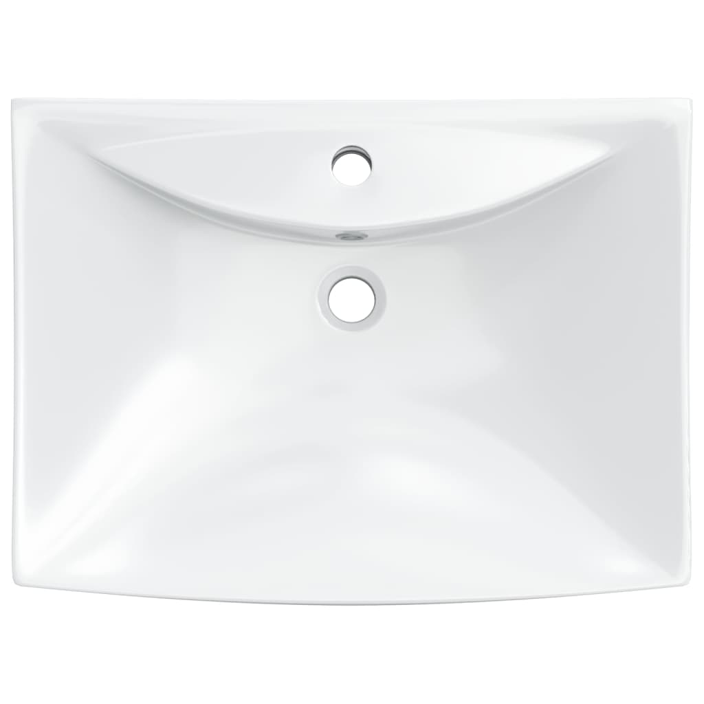 Chiuvetă Dreptunghiulară Cu Preaplin & Gaură Robinet, Ceramică