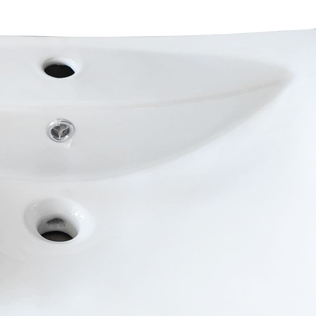 Chiuvetă Dreptunghiulară Cu Preaplin & Gaură Robinet, Ceramică