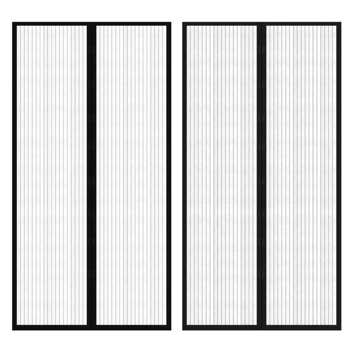 Perdea De Ușă Anti-Insecte Cu Magnet, 2 Buc., Negru,