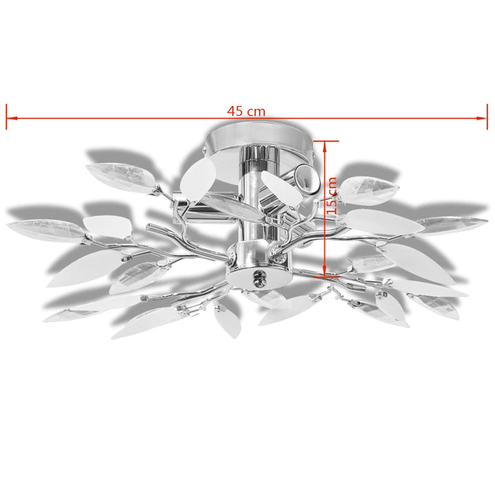 Lustră Cu Frunze Cristal Acrilic, /Transparent, Pentru 3 Becuri E14