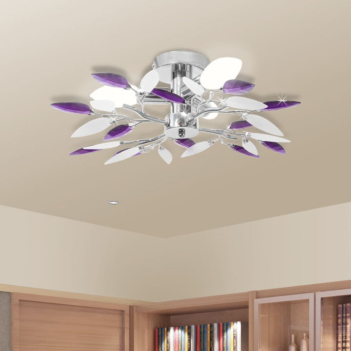Lustră Cu Frunze Cristal Acrilic, /Transparent, Pentru 3 Becuri E14