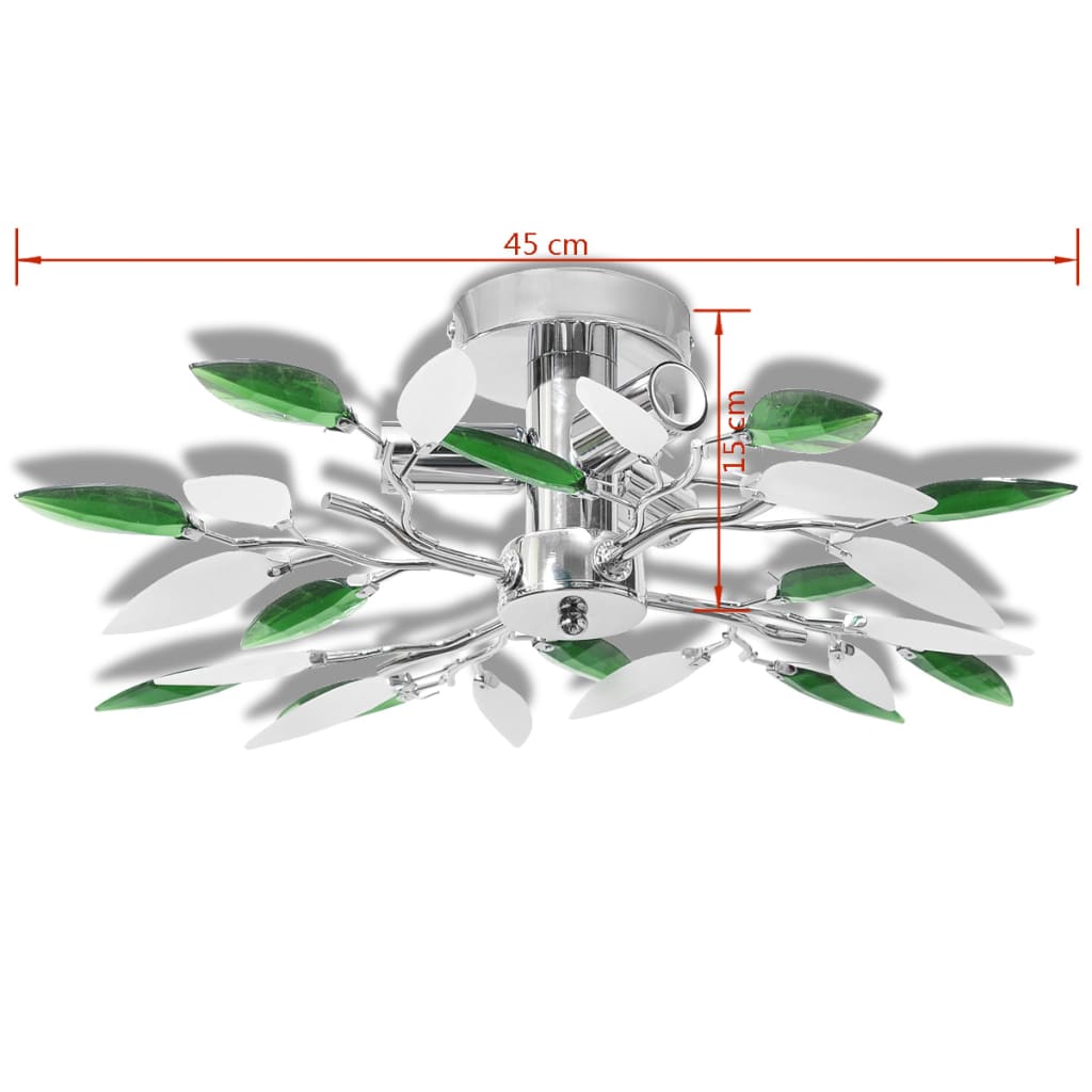 Lustră Cu Frunze Cristal Acrilic, Alb/, Pentru 3 Becuri E14
