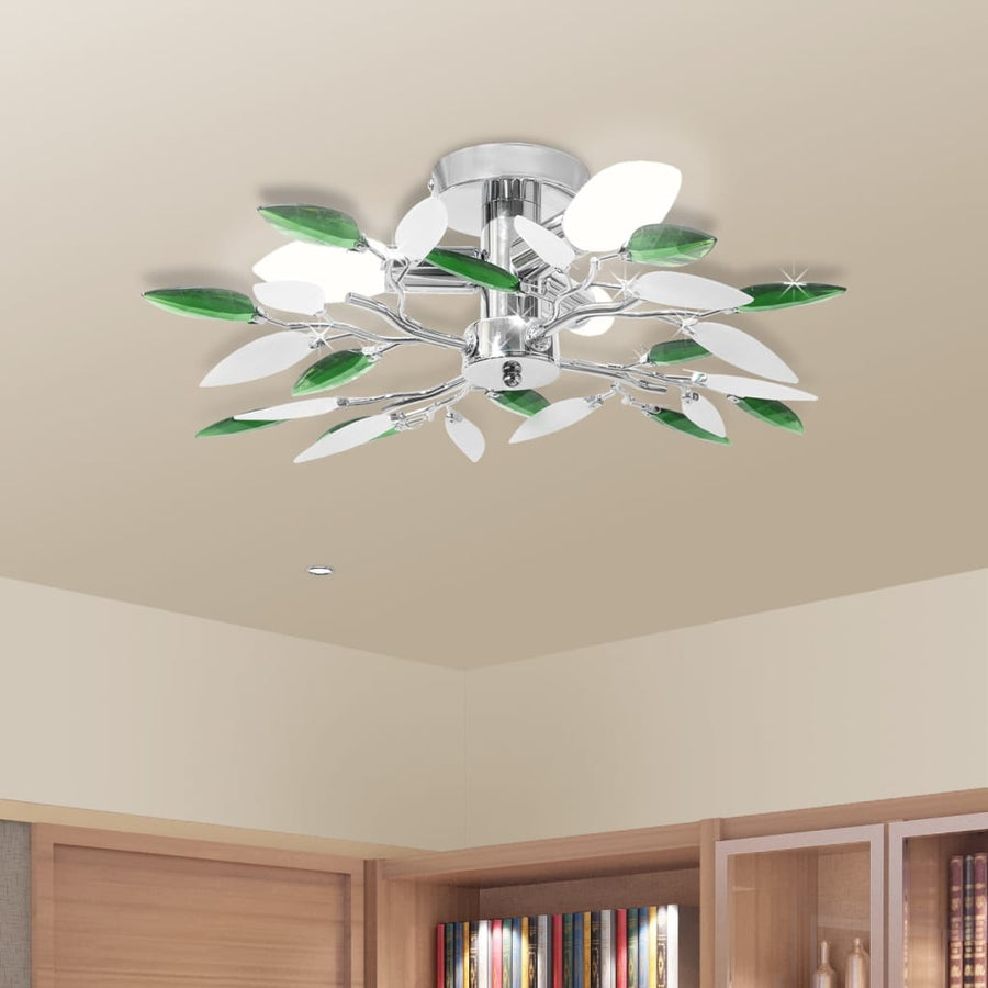 Lustră Cu Frunze Cristal Acrilic, Alb/, Pentru 3 Becuri E14