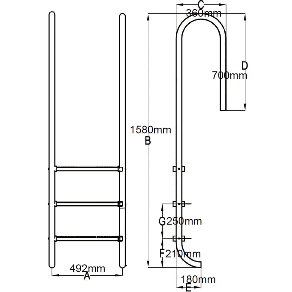 Scară Pentru Piscină Cu 3 Trepte, 120 Cm, Oțel Inoxidabil 304