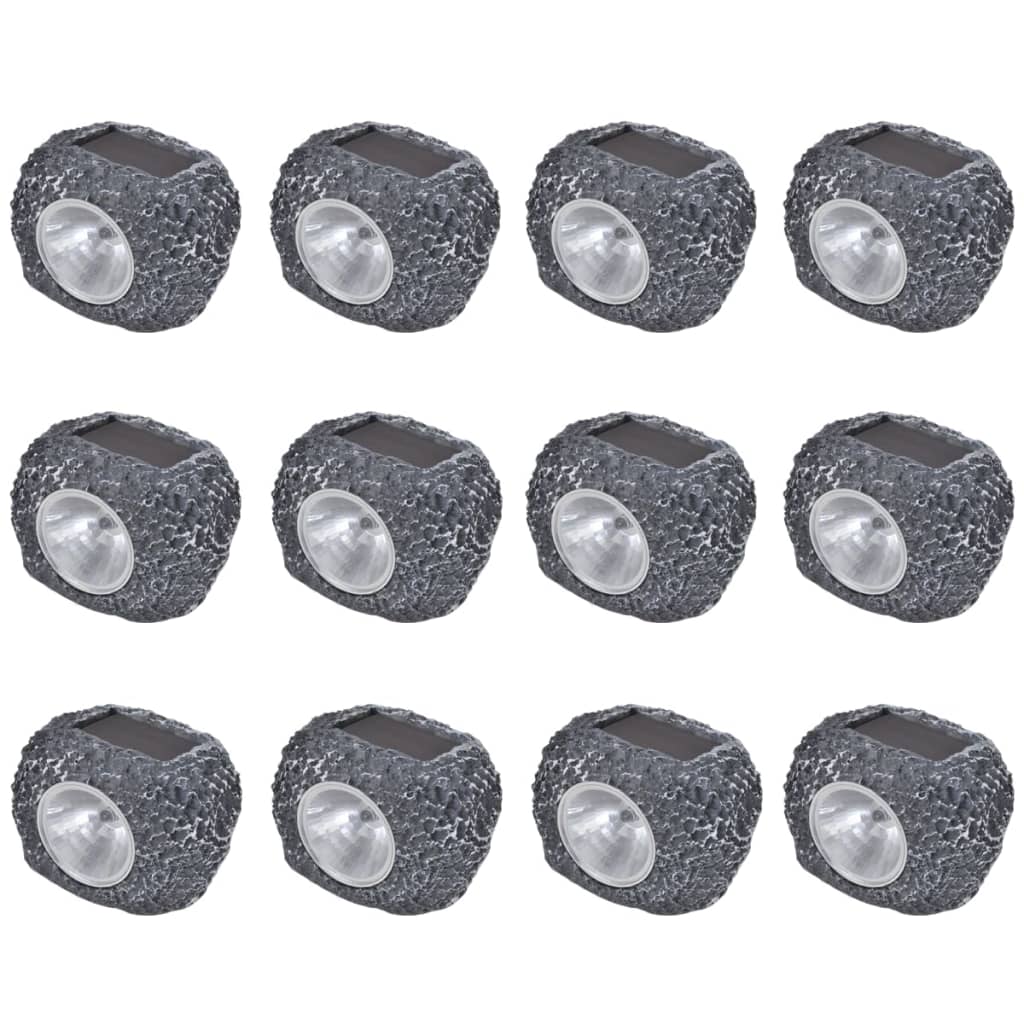 Outdoor Reflector Led Cu Energie Solară, Formă De Piatră, 12 Buc.