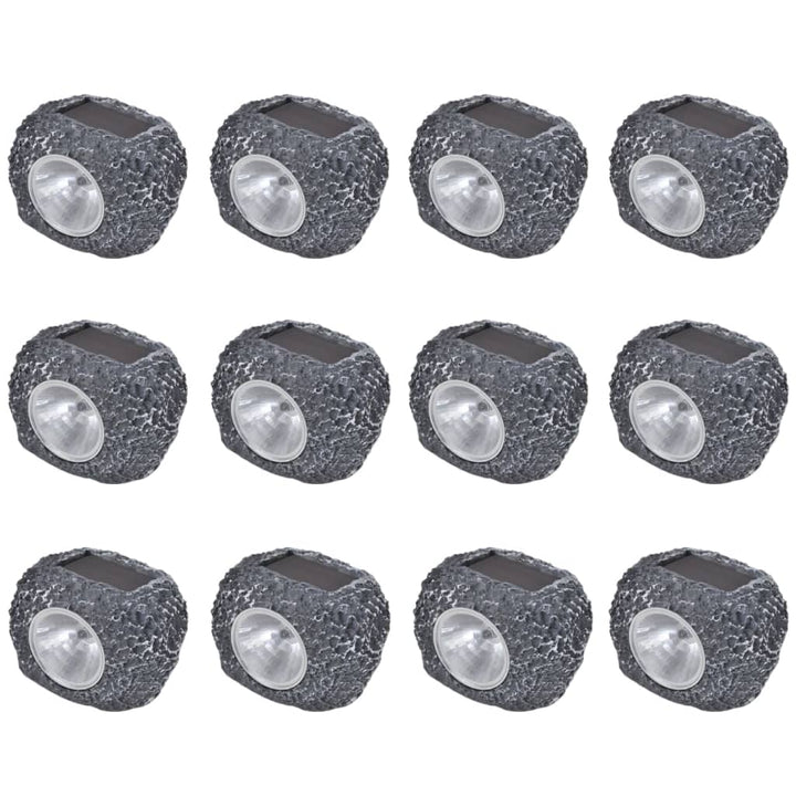 Outdoor Reflector Led Cu Energie Solară, Formă De Piatră, 12 Buc.