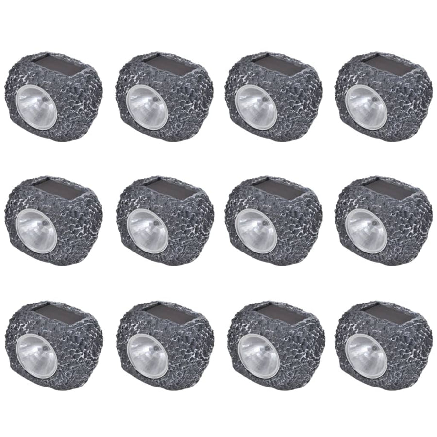 Outdoor Reflector Led Cu Energie Solară, Formă De Piatră, 12 Buc.