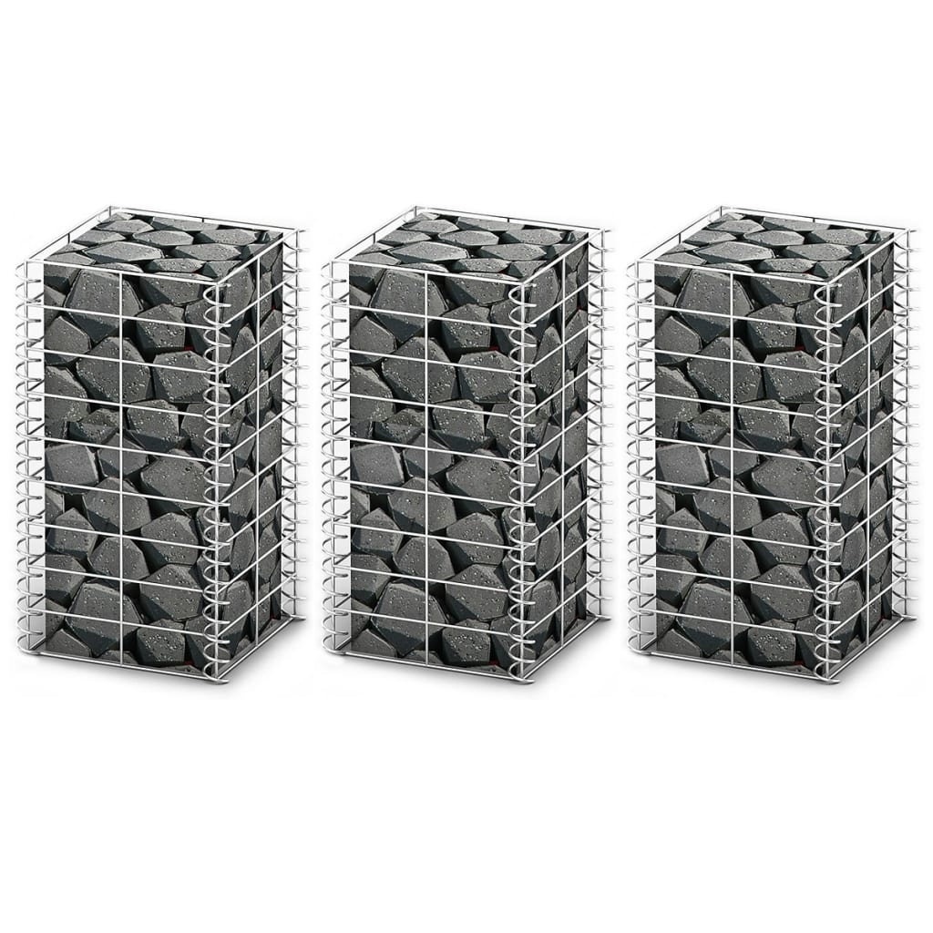 Set Gabioane, 3 Buc, Sârmă Galvanizată,
