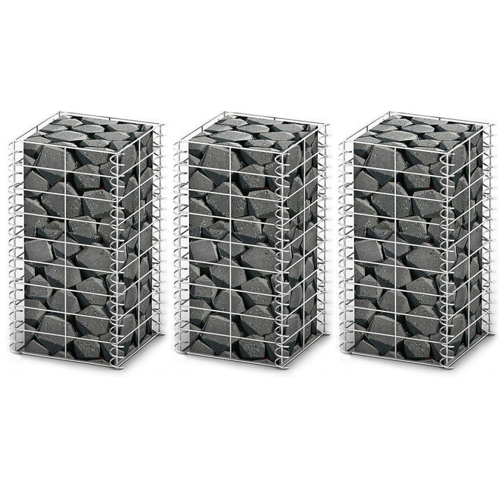 Set Gabioane, 3 Buc, Sârmă Galvanizată,