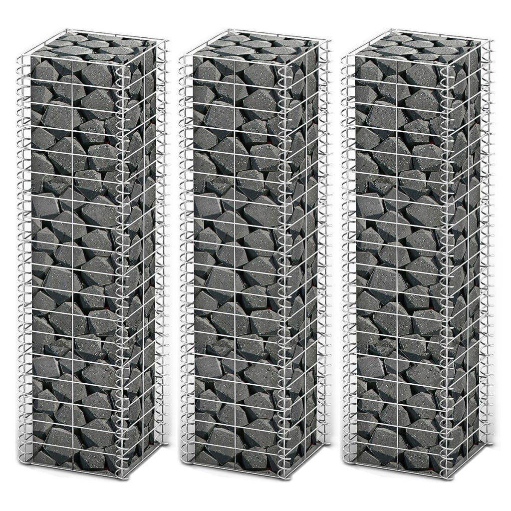 Set Gabioane, 3 Buc, Sârmă Galvanizată,
