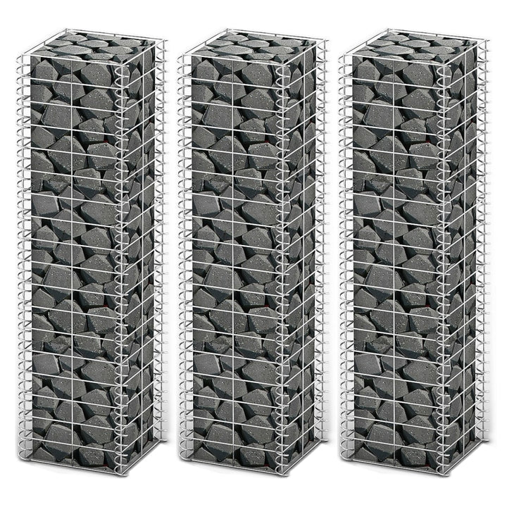 Set Gabioane, 3 Buc, Sârmă Galvanizată,