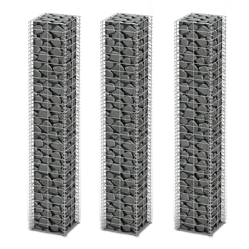 Set Gabioane, 3 Buc, Sârmă Galvanizată,
