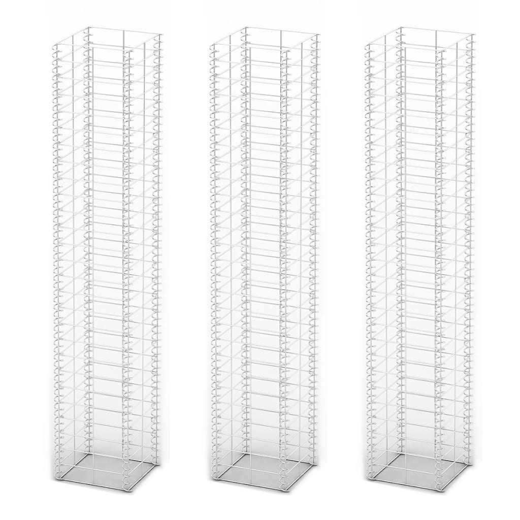 Set Gabioane, 3 Buc, Sârmă Galvanizată,