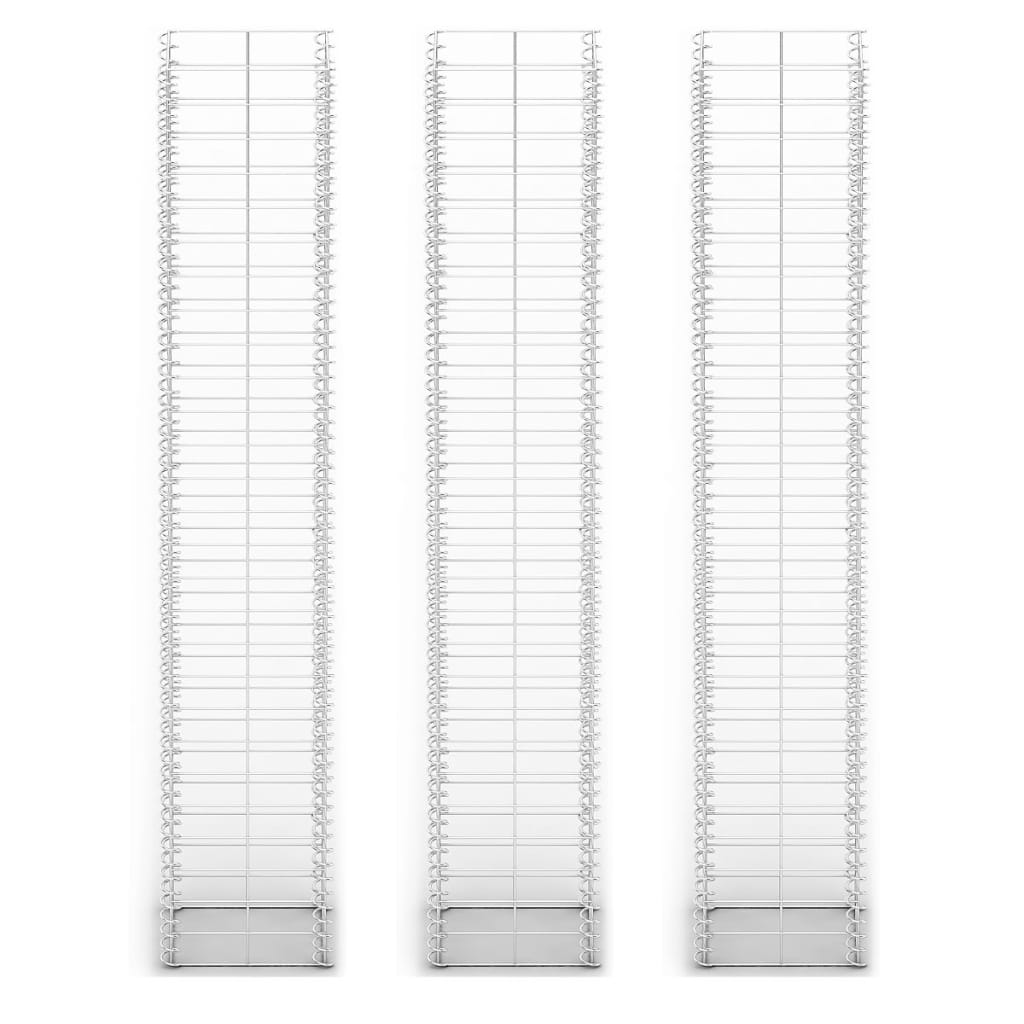 Set Gabioane, 3 Buc, Sârmă Galvanizată,