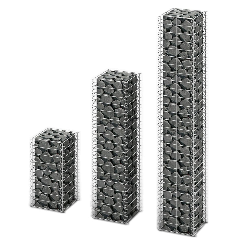 Set Gabioane, 3 Buc, Sârmă Galvanizată