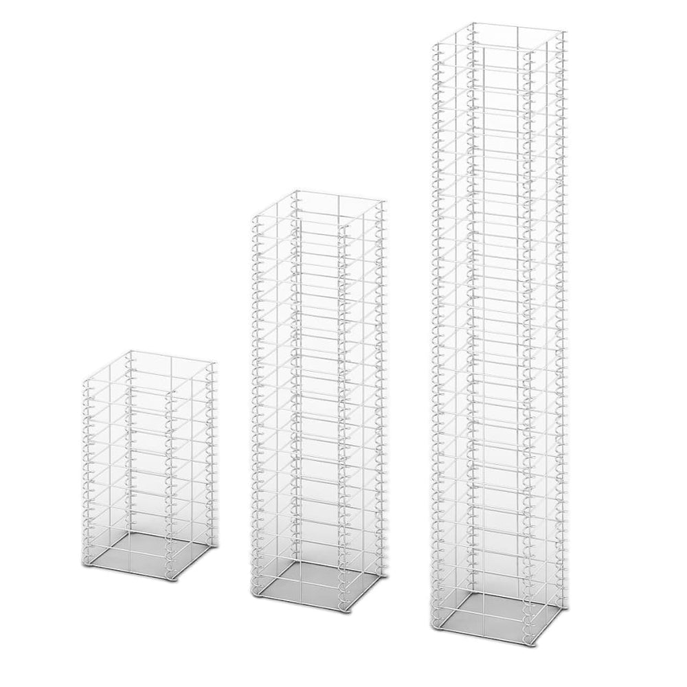 Set Gabioane, 3 Buc, Sârmă Galvanizată