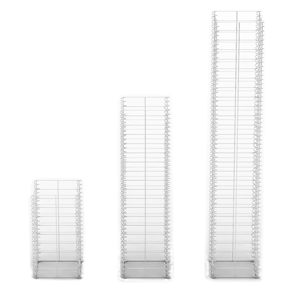 Set Gabioane, 3 Buc, Sârmă Galvanizată