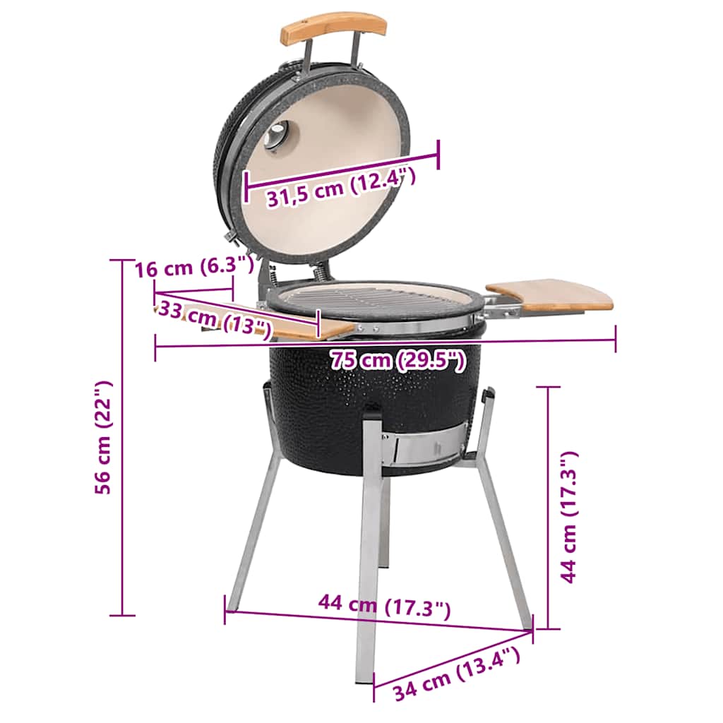 Grătar Cu Afumătoare Kamado, 76 Cm, Ceramică