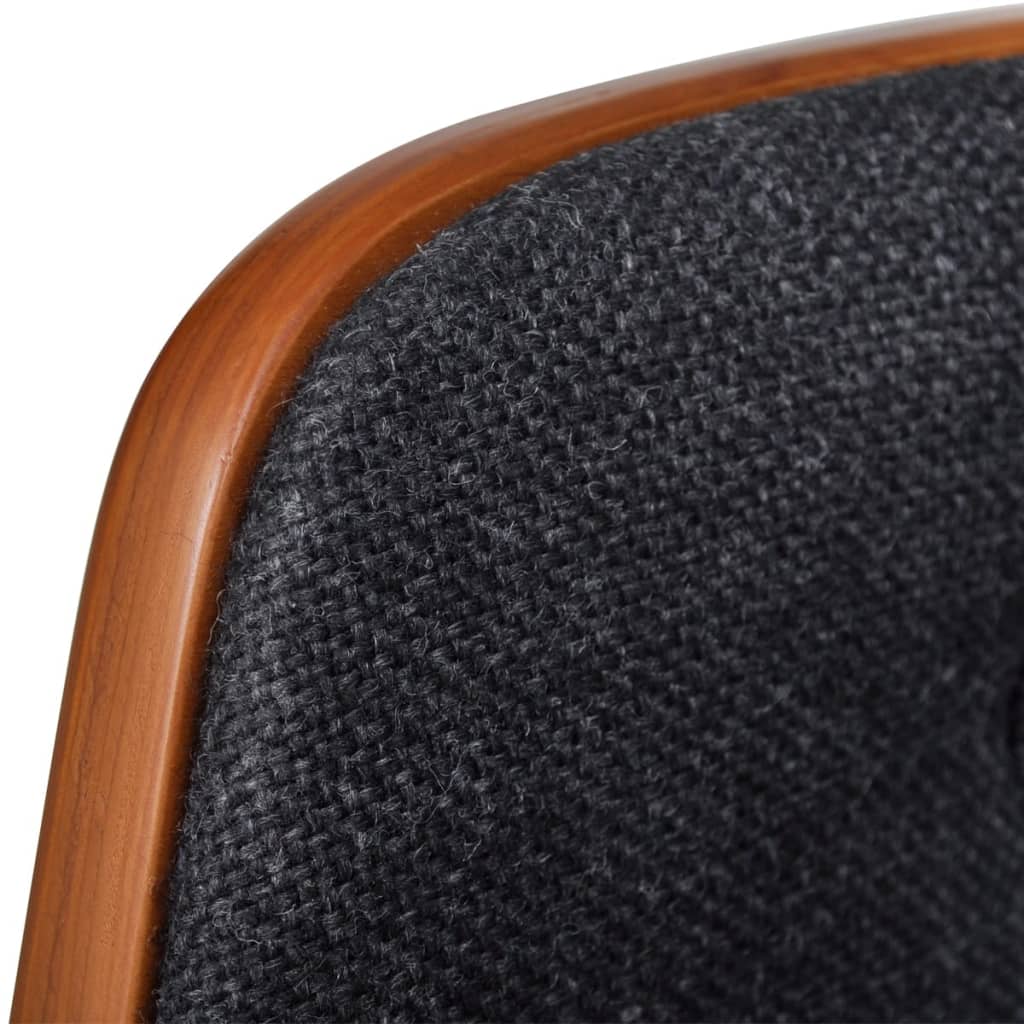 Scaune De Bar, 2 Buc., Lemn Curbat Și Material Textil
